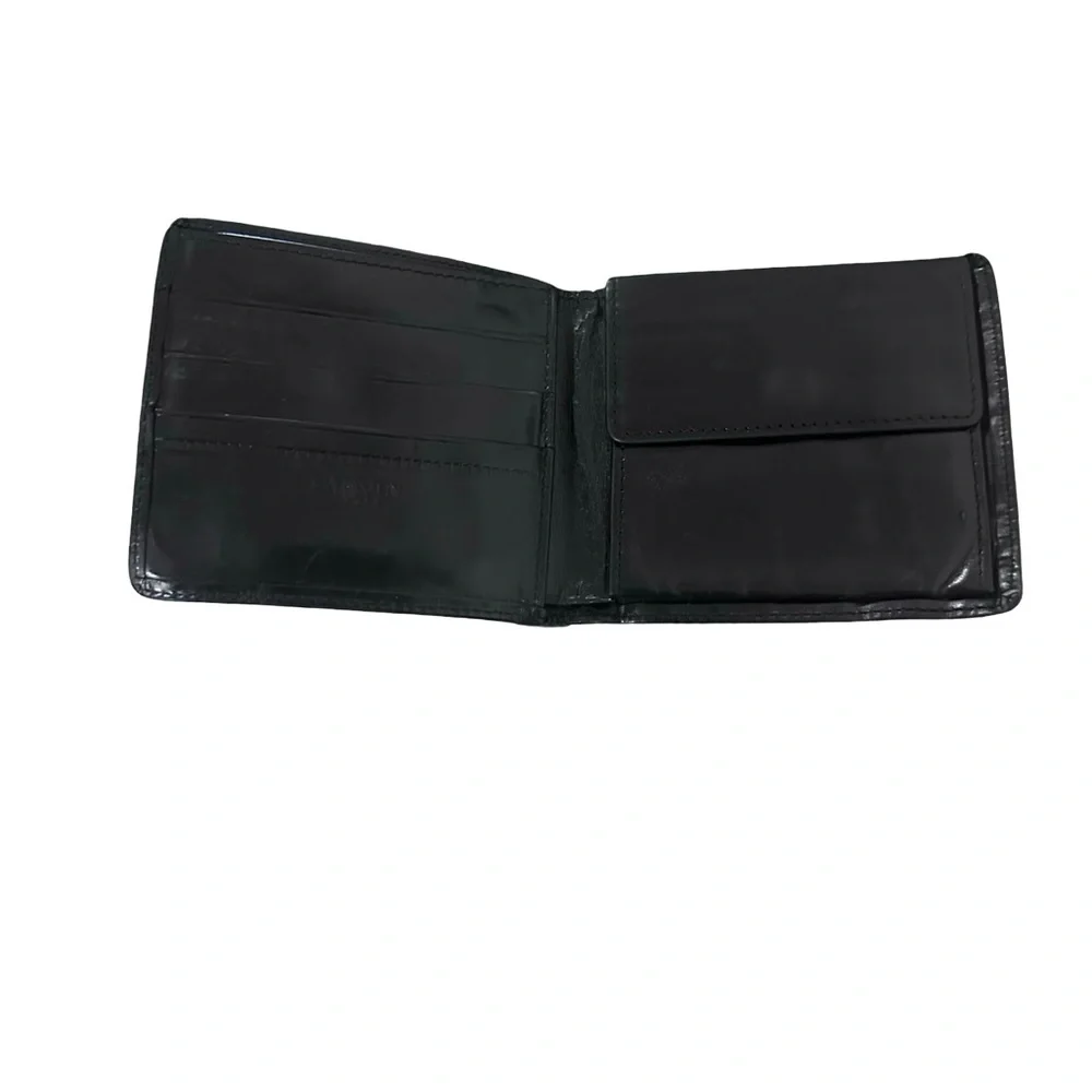 Lanvin Bi fold Card Cash Wallet Black Patent Leather